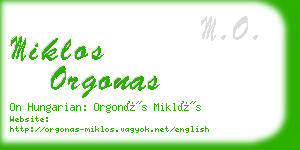 miklos orgonas business card